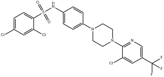 2,4-DICHLORO-N-(4-(4-[3-CHLORO-5-(TRIFLUOROMETHYL)-2-PYRIDINYL]PIPERAZINO)PHENYL)BENZENESULFONAMIDE Struktur