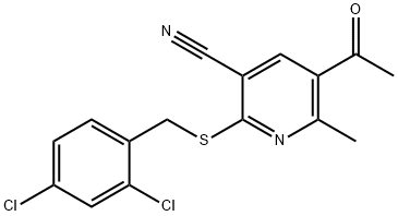 5-ACETYL-2-[(2,4-DICHLOROBENZYL)SULFANYL]-6-METHYLNICOTINONITRILE Struktur