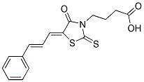 4-((5Z)-4-OXO-5-[(2E)-3-PHENYLPROP-2-ENYLIDENE]-2-THIOXO-1,3-THIAZOLIDIN-3-YL)BUTANOIC ACID Struktur