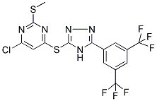 4-CHLORO-6-((5-[3,5-DI(TRIFLUOROMETHYL)PHENYL]-4H-1,2,4-TRIAZOL-3-YL)THIO)-2-(METHYLTHIO)PYRIMIDINE Struktur