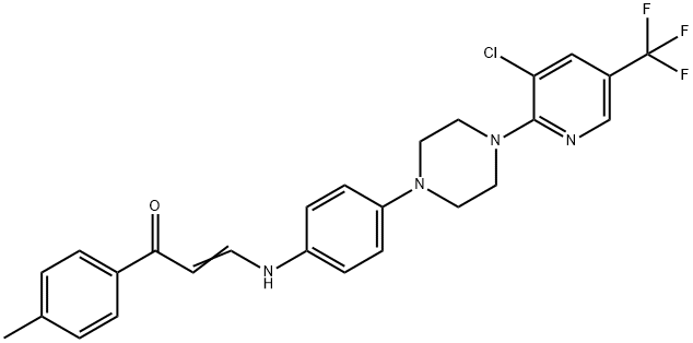 3-(4-(4-[3-CHLORO-5-(TRIFLUOROMETHYL)-2-PYRIDINYL]PIPERAZINO)ANILINO)-1-(4-METHYLPHENYL)-2-PROPEN-1-ONE Struktur