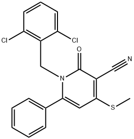 1-(2,6-DICHLOROBENZYL)-4-(METHYLSULFANYL)-2-OXO-6-PHENYL-1,2-DIHYDRO-3-PYRIDINECARBONITRILE Struktur