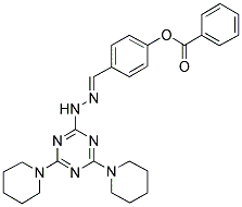 (E)-4-((2-(4,6-DI(PIPERIDIN-1-YL)-1,3,5-TRIAZIN-2-YL)HYDRAZONO)METHYL)PHENYL BENZOATE Struktur