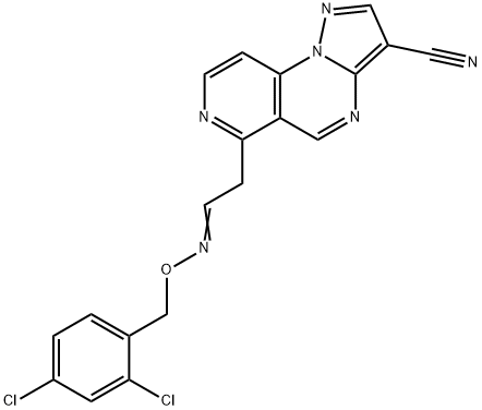 6-(2-([(2,4-DICHLOROBENZYL)OXY]IMINO)ETHYL)PYRAZOLO[1,5-A]PYRIDO[3,4-E]PYRIMIDINE-3-CARBONITRILE Struktur