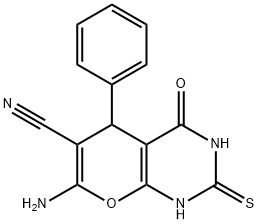 7-AMINO-4-OXO-5-PHENYL-2-THIOXO-1,3,5,8-TETRAHYDRO-8-OXAQUINAZOLINE-6-CARBONITRILE Struktur