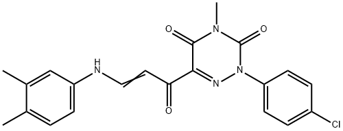 2-(4-CHLOROPHENYL)-6-[3-(3,4-DIMETHYLANILINO)ACRYLOYL]-4-METHYL-1,2,4-TRIAZINE-3,5(2H,4H)-DIONE Struktur