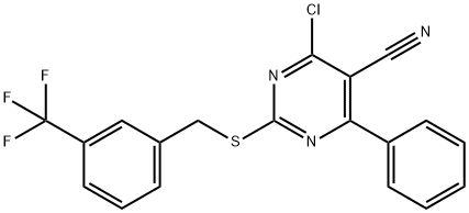 4-CHLORO-6-PHENYL-2-([3-(TRIFLUOROMETHYL)BENZYL]SULFANYL)-5-PYRIMIDINECARBONITRILE Struktur