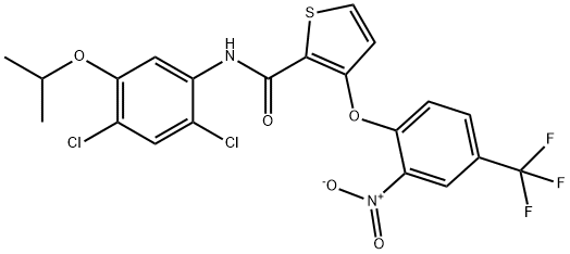 N-(2,4-DICHLORO-5-ISOPROPOXYPHENYL)-3-[2-NITRO-4-(TRIFLUOROMETHYL)PHENOXY]-2-THIOPHENECARBOXAMIDE Struktur