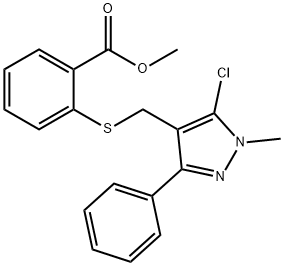 METHYL 2-([(5-CHLORO-1-METHYL-3-PHENYL-1H-PYRAZOL-4-YL)METHYL]SULFANYL)BENZENECARBOXYLATE Struktur