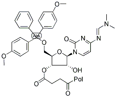 DIMETHOXYTRITYL RIBO DIMETHYLAMINOMETHYLENE CYTIDINE-SUCCINYL-LONG CHAIN ALKYL AMINE-CONTROLLED PORE GLASS Struktur