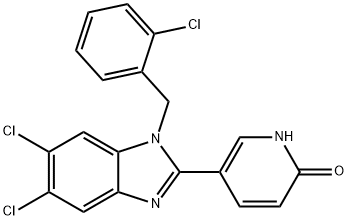 5-[5,6-DICHLORO-1-(2-CHLOROBENZYL)-1H-1,3-BENZIMIDAZOL-2-YL]-2(1H)-PYRIDINONE Struktur