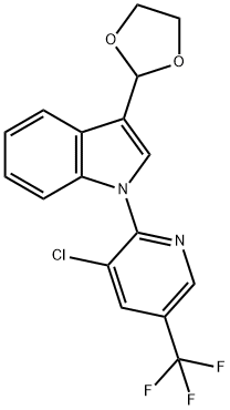 1-[3-CHLORO-5-(TRIFLUOROMETHYL)-2-PYRIDINYL]-3-(1,3-DIOXOLAN-2-YL)-1H-INDOLE Struktur