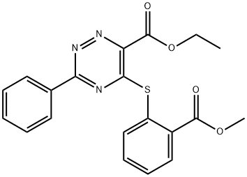 ETHYL 5-([2-(METHOXYCARBONYL)PHENYL]SULFANYL)-3-PHENYL-1,2,4-TRIAZINE-6-CARBOXYLATE Struktur