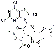 3,5-DI(ACETYLOXY)-2-[(ACETYLOXY)METHYL]-6-(2,6,8-TRICHLORO-9H-PURIN-9-YL)TETRAHYDRO-2H-PYRAN-4-YL ACETATE Struktur