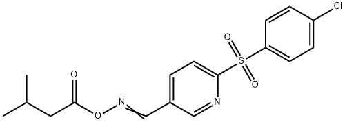 2-[(4-CHLOROPHENYL)SULFONYL]-5-(([(3-METHYLBUTANOYL)OXY]IMINO)METHYL)PYRIDINE Struktur