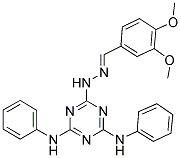 (E)-6-(2-(3,4-DIMETHOXYBENZYLIDENE)HYDRAZINYL)-N2,N4-DIPHENYL-1,3,5-TRIAZINE-2,4-DIAMINE Struktur