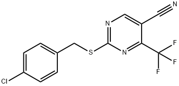 2-[(4-CHLOROBENZYL)SULFANYL]-4-(TRIFLUOROMETHYL)-5-PYRIMIDINECARBONITRILE Struktur