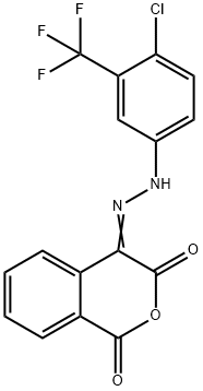 1H-ISOCHROMENE-1,3,4-TRIONE 4-(N-[4-CHLORO-3-(TRIFLUOROMETHYL)PHENYL]HYDRAZONE) Struktur