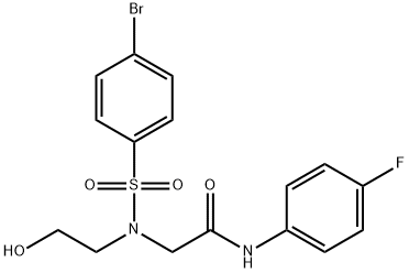 2-[[(4-BROMOPHENYL)SULFONYL](2-HYDROXYETHYL)AMINO]-N-(4-FLUOROPHENYL)ACETAMIDE Struktur