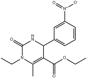 1-ETHYL-6-METHYL-4-(3-NITRO-PHENYL)-2-OXO-1,2,3,4-TETRAHYDRO-PYRIMIDINE-5-CARBOXYLIC ACID ETHYL ESTER Struktur