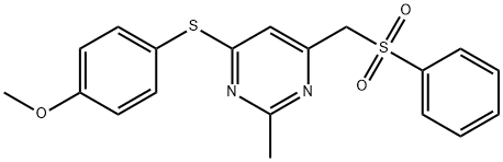 (6-[(4-METHOXYPHENYL)SULFANYL]-2-METHYL-4-PYRIMIDINYL)METHYL PHENYL SULFONE Struktur