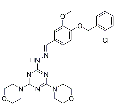 (E)-4,4'-(6-(2-(4-(2-CHLOROBENZYLOXY)-3-ETHOXYBENZYLIDENE)HYDRAZINYL)-1,3,5-TRIAZINE-2,4-DIYL)DIMORPHOLINE Struktur