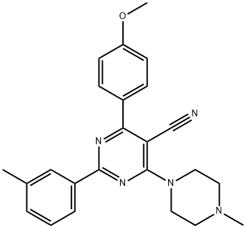 4-(4-METHOXYPHENYL)-2-(3-METHYLPHENYL)-6-(4-METHYLPIPERAZINO)-5-PYRIMIDINECARBONITRILE Struktur