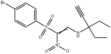 2-((1,1-DIETHYLPROP-2-YNYL)AMINO)-1-((4-BROMOPHENYL)SULFONYL)-1-NITROETHENE Struktur