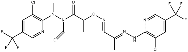 3-(2-[3-CHLORO-5-(TRIFLUOROMETHYL)-2-PYRIDINYL]ETHANEHYDRAZONOYL)-5-[[3-CHLORO-5-(TRIFLUOROMETHYL)-2-PYRIDINYL](METHYL)AMINO]-3AH-PYRROLO[3,4-D]ISOXAZOLE-4,6(5H,6AH)-DIONE Struktur