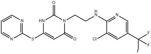 3-(2-([3-CHLORO-5-(TRIFLUOROMETHYL)-2-PYRIDINYL]AMINO)ETHYL)-6-(2-PYRIMIDINYLSULFANYL)-2,4(1H,3H)-PYRIMIDINEDIONE Struktur