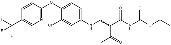 ETHYL N-[2-ACETYL-3-(3-CHLORO-4-([5-(TRIFLUOROMETHYL)-2-PYRIDINYL]OXY)ANILINO)ACRYLOYL]CARBAMATE Struktur