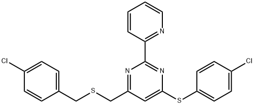 4-([(4-CHLOROBENZYL)SULFANYL]METHYL)-6-[(4-CHLOROPHENYL)SULFANYL]-2-(2-PYRIDINYL)PYRIMIDINE Struktur