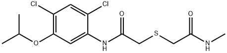 2-([2-(2,4-DICHLORO-5-ISOPROPOXYANILINO)-2-OXOETHYL]SULFANYL)-N-METHYLACETAMIDE Struktur