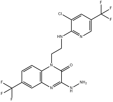 1-(2-([3-CHLORO-5-(TRIFLUOROMETHYL)-2-PYRIDINYL]AMINO)ETHYL)-3-HYDRAZINO-6-(TRIFLUOROMETHYL)-2(1H)-QUINOXALINONE Struktur