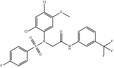 2-(2,4-DICHLORO[(4-FLUOROPHENYL)SULFONYL]-5-METHOXYANILINO)-N-[3-(TRIFLUOROMETHYL)PHENYL]ACETAMIDE Struktur