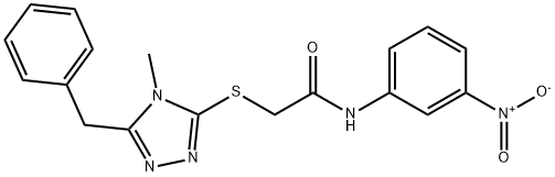 2-[(5-BENZYL-4-METHYL-4H-1,2,4-TRIAZOL-3-YL)SULFANYL]-N-(3-NITROPHENYL)ACETAMIDE Struktur