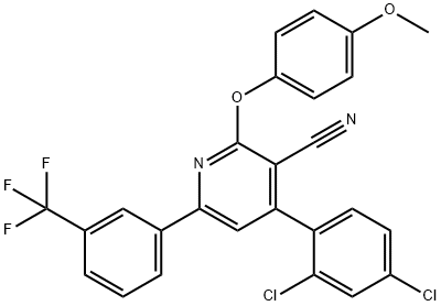 4-(2,4-DICHLOROPHENYL)-2-(4-METHOXYPHENOXY)-6-[3-(TRIFLUOROMETHYL)PHENYL]NICOTINONITRILE Struktur