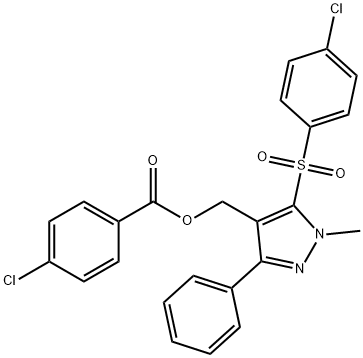 (5-[(4-CHLOROPHENYL)SULFONYL]-1-METHYL-3-PHENYL-1H-PYRAZOL-4-YL)METHYL 4-CHLOROBENZENECARBOXYLATE Struktur