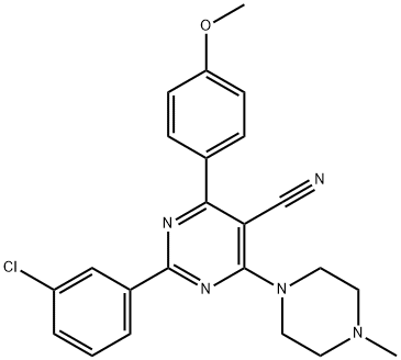 2-(3-CHLOROPHENYL)-4-(4-METHOXYPHENYL)-6-(4-METHYLPIPERAZINO)-5-PYRIMIDINECARBONITRILE Struktur