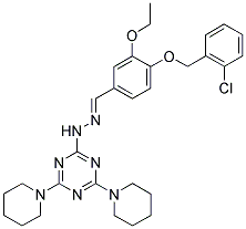 (E)-2-(2-(4-(2-CHLOROBENZYLOXY)-3-ETHOXYBENZYLIDENE)HYDRAZINYL)-4,6-DI(PIPERIDIN-1-YL)-1,3,5-TRIAZINE Struktur