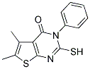 2-MERCAPTO-5,6-DIMETHYL-3-PHENYL-3H-THIENO[2,3-D]PYRIMIDIN-4-ONE Struktur