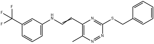 N-(2-[3-(BENZYLSULFANYL)-6-METHYL-1,2,4-TRIAZIN-5-YL]VINYL)-3-(TRIFLUOROMETHYL)ANILINE Struktur