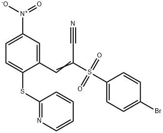 2-((4-BROMOPHENYL)SULFONYL)-3-(5-NITRO-2-(2-PYRIDYLTHIO)PHENYL)PROP-2-ENENITRILE Struktur