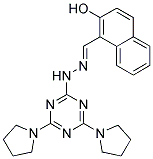 (E)-1-((2-(4,6-DI(PYRROLIDIN-1-YL)-1,3,5-TRIAZIN-2-YL)HYDRAZONO)METHYL)NAPHTHALEN-2-OL Struktur