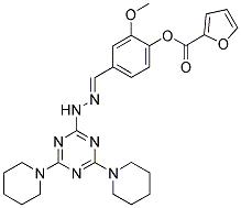 (E)-4-((2-(4,6-DI(PIPERIDIN-1-YL)-1,3,5-TRIAZIN-2-YL)HYDRAZONO)METHYL)-2-METHOXYPHENYL FURAN-2-CARBOXYLATE Struktur