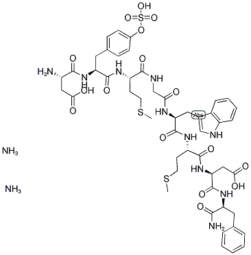 ASP-TYR(SO3H)-MET-GLY-TRP-MET-ASP-PHE NH2 2NH3 Struktur