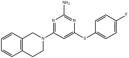 4-[3,4-DIHYDRO-2(1H)-ISOQUINOLINYL]-6-[(4-FLUOROPHENYL)SULFANYL]-2-PYRIMIDINAMINE Struktur