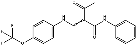 2-ACETYL-N-PHENYL-3-((4-(TRIFLUOROMETHOXY)PHENYL)AMINO)PROP-2-ENAMIDE Struktur