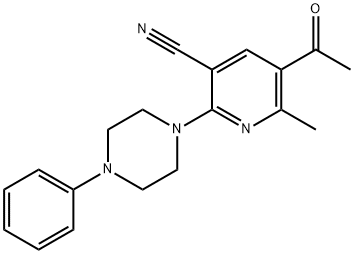 5-ACETYL-6-METHYL-2-(4-PHENYLPIPERAZINO)NICOTINONITRILE Struktur