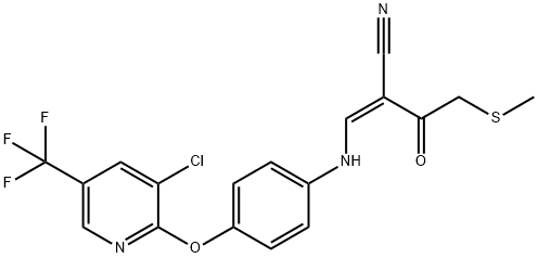 3-(4-([3-CHLORO-5-(TRIFLUOROMETHYL)-2-PYRIDINYL]OXY)ANILINO)-2-[2-(METHYLSULFANYL)ACETYL]ACRYLONITRILE Struktur